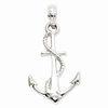 14kt White Gold 3/4in Anchor with Rope Pendant