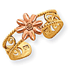 Flower Toe Ring with Filigree Design 14k Two-tone Gold
