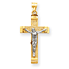 14kt Two-tone Gold 1 1/4in Crucifix Pendant with Satin Finish