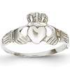 14kt White Gold Claddagh Ring with Grooves