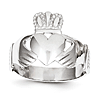 14kt White Gold Men's Claddagh Open Back Ring