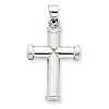 14k White Gold Hollow Polished Cross Pendant 1in