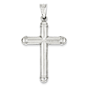 14k White Gold Hollow Cross Pendant with Rounded Ends 1 5/8in