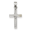 14k White Gold Hollow Textured Latin Cross Pendant 3/4in