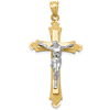 14k Two-tone Gold Crucifix Pendant Satin and Polished Finish 1 1/2in