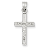 14kt White Gold 3/4in Hollow Latin Crucifix Pendant