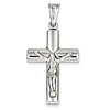 14kt White Gold 1 1/4in Hollow Reversible Crucifix Cross Pendant