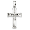 14kt White Gold 1 7/16in Hollow Reversible Crucifix Cross Pendant