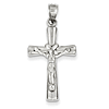 14kt White Gold 1in Reversible Hollow Crucifix Cross Pendant