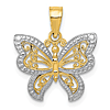 14k Yellow Gold and Rhodium Butterfly Charm with Beaded Border