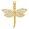 14k Yellow Gold Dragonfly Pendant 1 1/4in