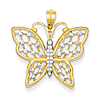 14k Yellow Gold Butterfly Pendant with Rhodium Accents 7/8in