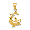 14k Yellow Gold Polished Shark Pendant 3/4in