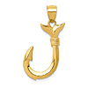 14k Whale Tail Hook Pendant 7/8in