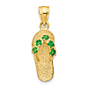 14k Yellow Gold Green CZ Flip Flop Pendant