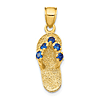 14k Yellow Gold Blue CZ Flip Flop Pendant
