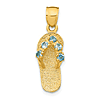 14k Yellow Gold Sky Blue CZ Flip Flop Pendant