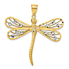 14k Two-tone Gold Dragonfly Filigree Pendant 1 3/8in
