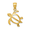 14k Yellow Gold Turtle Pendant Open Design 5/8in