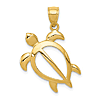 14k Yellow Gold Turtle Pendant Open Design 3/4in