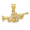 14k Yellow Gold Men's 3-D Trumpet Pendant