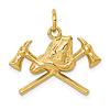 14k Yellow Gold Firefighter Helmet and Crossed Axes Pendant