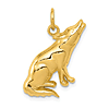 14k Yellow Gold Howling Wolf Pendant 3/4in