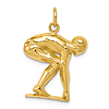 14k Yellow Gold Crouching Swimmer Pendant 3/4in