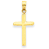 14k Yellow Gold 3/4in Polished and Textured Cross Pendant