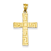 14k Yellow Gold Tapered Greek Key Cross Pendant 1in