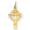 14k Yellow Gold Dove Cross Charm with Cut-Out Design 3/4in