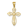 14k Yellow Gold 1in Budded Cross with Circles