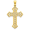 14k Yellow Gold 1 1/4in Budded Cross Pendant