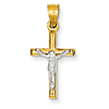 14k Two-tone Gold Hollow Crucifix Pendant 3/4in
