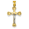 14k Two-tone Gold Diamond Cut Crucifix Pendant 15/16in