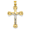 14kt Two-tone Gold 1 3/16in Diamond Cut Crucifix