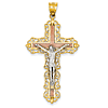 14kt Tri-Color Gold 2in Diamond-Cut Crucifix