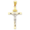 Details about   14K Two Tone Gold Textured INRI Crucifix Charm Pendant MSRP $486