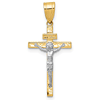 14k Two-tone Gold INRI Crucifix Pendant 7/8in