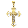 14kt Two-tone Gold 1 1/2in Budded INRI Crucifix Pendant