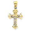 14k Two-tone Gold 3/4in INRI Crucifix with Cut-out Ends
