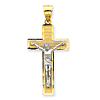 14k Two-tone Gold 1 1/4in Diamond-cut Crucifix Pendant