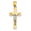 14k Two-tone Gold Diamond Cut Crucifix 7/8in