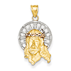14k Tri-Color Gold 3/4in Diamond Cut Jesus Christ Pendant