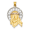 14kt Tri-Color Gold 1in Diamond Cut Christ Pendant