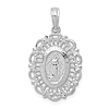 14k White Gold Fancy Oval Miraculous Medal Pendant 3/4in