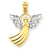 14k Yellow Gold Rhodium 3/4in Filigree Angel Pendant