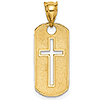 14k Yellow Gold Polished Dog Tag Cross Cut-out Pendant 3/4in
