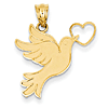 14k Yellow Gold Dove with Heart Pendant