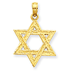 14k Yellow Gold 3/4in Textured Star of David Pendant